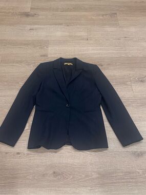 Alex Marie Navy Blue Tailored Blazer One Button Career Jacket Size 8